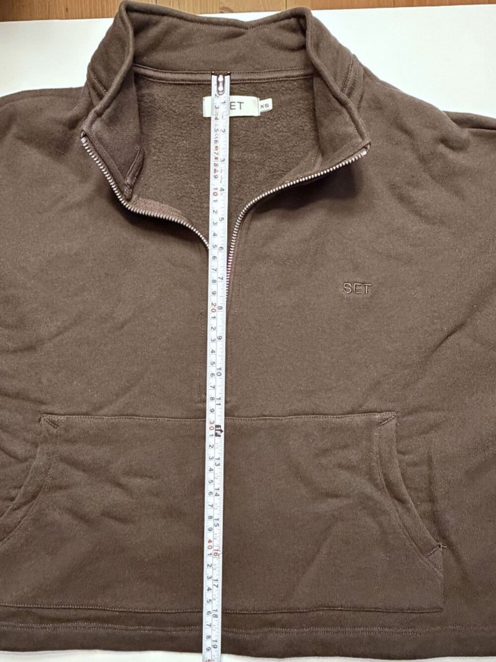 SET Active Heavyweight Sweats Half Zip Sweatshirt Dark Brown XS NWOT - Picture 8 of 10